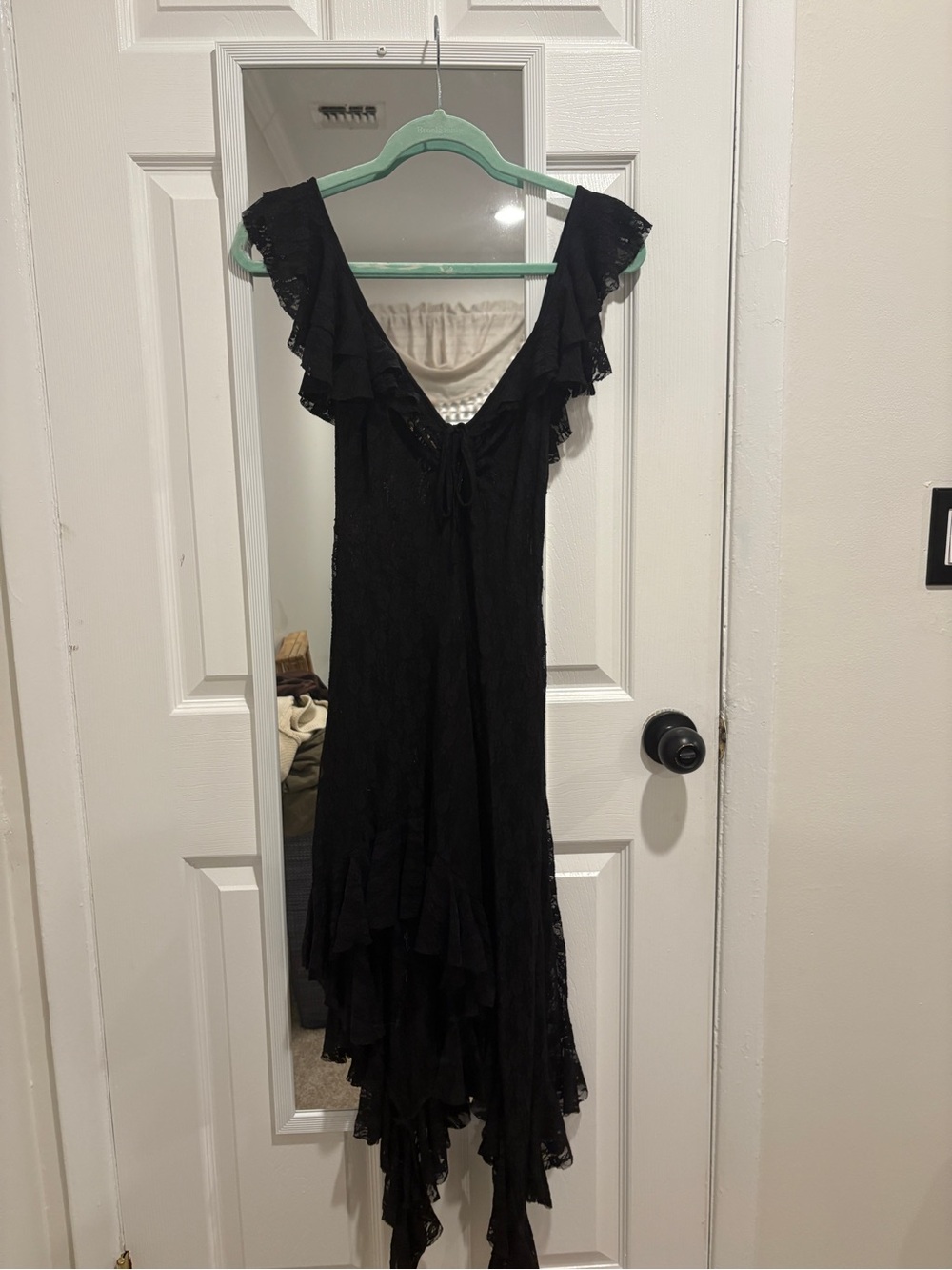 Kimchi Blue Black Lace Asymmetrical Ruffle Dress